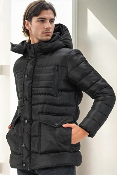 Dewberry M8657 Men's Coat-Black-1