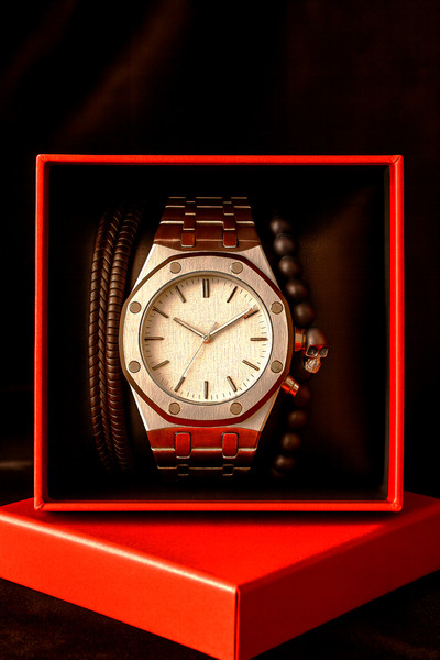 AndraRose Styles Men's Watch + Bracelet Set - Silver Titan Set