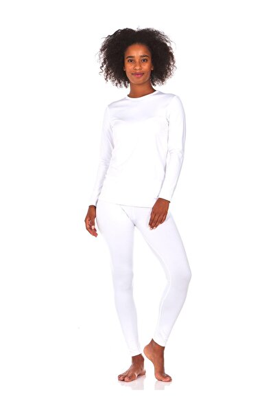 Generic Long Johns Thermal Underwear for Women Fleece Lined Base Layer Pajama Set Cold Weather - White, S