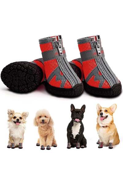 Generic Small Dog Shoes Hot Pavement Dog Booties Paw Protector Breathable 4PCS Size 4