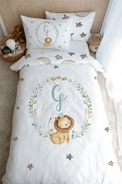 Tuğba Kuğu Single Duvet Cover Set (160X220) - Little Lion Series - Letter g