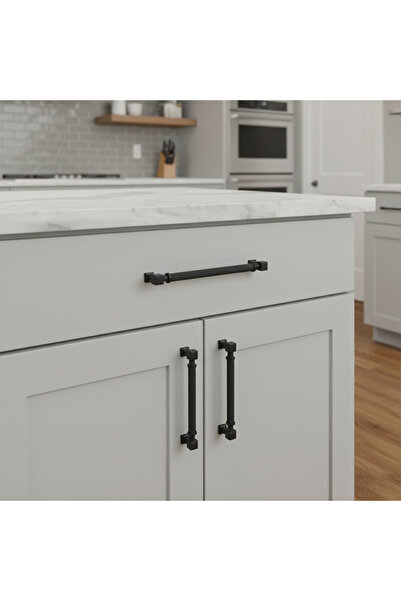 Badem10 Talas Serrated Black Color Metal Handle 320 mm Lid Handle Modern Furniture Drawer Cabinet Handles