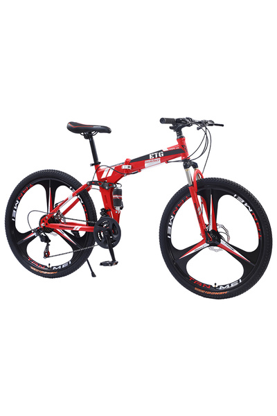 ETG دراجة جبلية قابلة للطي، مقاس 26 بوصة، 21 سرعة، للرجال والنساء - مصنوعة من فولاذ عالي الكربون، وفرامل قرصية مزدوجة