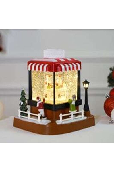 HOFF Wooden House Decoration, 8 LEDs, Warm Light, H 9 cm, Battery Powered
