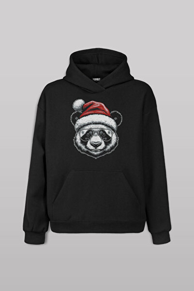 Kendim Seçtim Christmas Panda Santa Christmas Hat Funny New Year New Year's Day Printed Sweatshirt Unisex Sweat