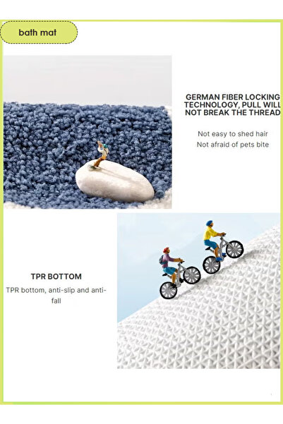 Generic Bathroom Rug Soft Foot Floor Mat Area Plush Carpet Washable Carpet Absorbent Non-Slip