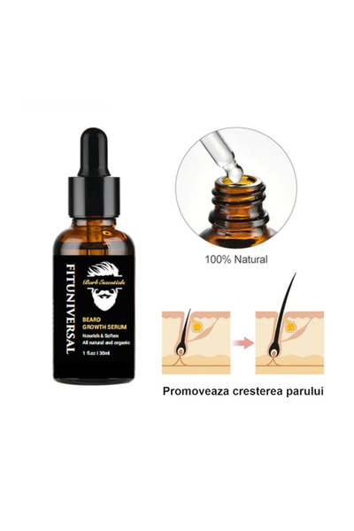 FITUNIVERSAL Ulei stimulator pentru creșterea bărbii, 30 ml (hidratant, anti-exfoliant)