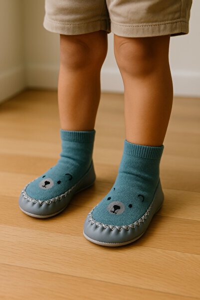 Katia&Bony Детски мокасини – неплъзгащи се домашни и детски обувки, зелени