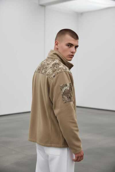 kacaraskerigiyim Premium Camouflage Detailed Fleece Jacket Coat Men