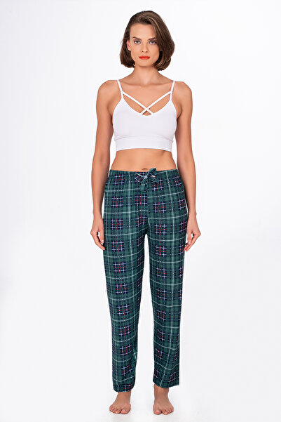 Kompedan Kadın Süet Kareli Pijama Tek Alt