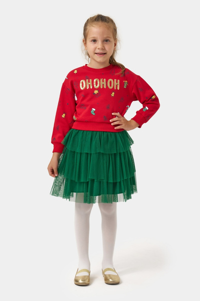 Le Mabelle Red Christmas Themed Girls' Two-Piece Set - Judy