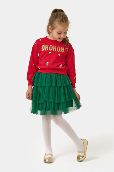 Le Mabelle Red Christmas Themed Girls' Two-Piece Set - Judy