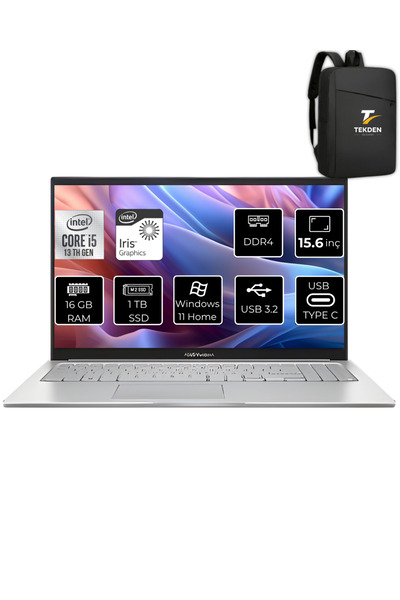 ASUS Vivobook 15 X1504VA i7 1355U 16GB RAM 1TB SSD 15.6'' FHD W11HOME&TEKDENÇ...
