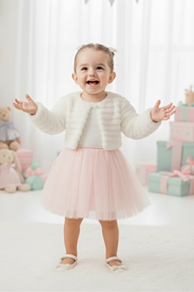 Mnk Baby&Kids Baby Girl Dress with Plush Bolero M00771 Pink