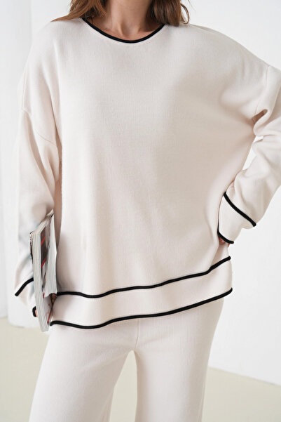 Park Karon Women's Crew Neck Oversized Sweater Pants Knitwear Bottom-Top Set