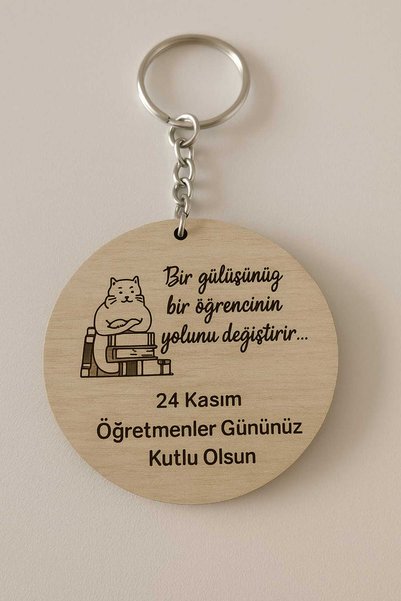 Vegüba Öğretmenler Günü Hediyesi Ahşap Anahtarlık Hediyelik Anahtarlık