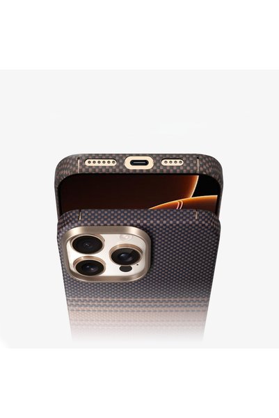 Boğazören iPhone 16 Pro Max Compatible Magsafe Carbon Kevlar Back Protection Premium Case (Blue Color)-Ultra Thin Series