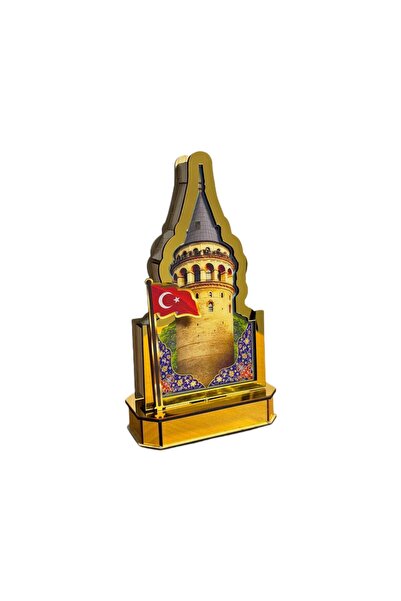 LAZORİAE Galata Tower Themed Wooden and Plexiglass Table Decoration 28*25 – S...