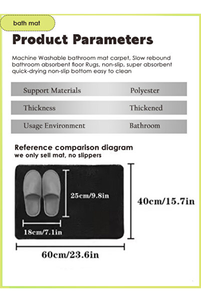 Generic Bathroom Rug Soft Foot Floor Mat Area Plush Carpet Washable Carpet Absorbent Non-Slip