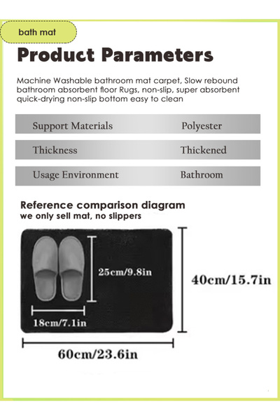 Generic Bathroom Rug Soft Foot Floor Mat Area Plush Carpet Washable Carpet Absorbent Non-Slip