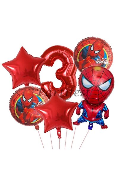 Parti Station Örümcek Adam 3 Yaş Balon Set Balon Folyo Set Konsept Doğum Günü...