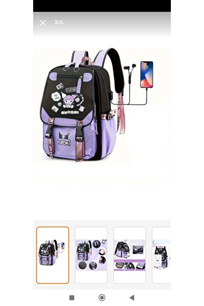 Defne Kuromi USB okul çantası