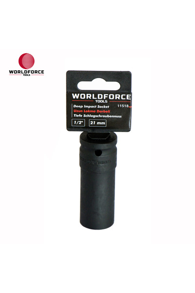 Worldforce مفتاح ربط صدمي 21 مم طويل بـ 6 زوايا 1/2 بوصة من الكروم والموليبدينوم