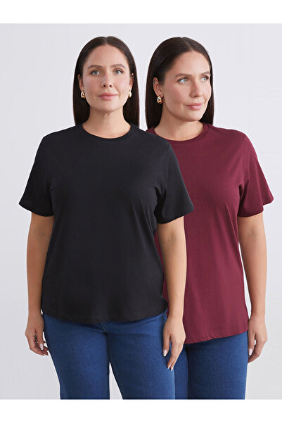 LC Waikiki Γυναικείο μπλουζάκι Peak New Season Plus Size με λαιμόκοψη ποδηλάτ...