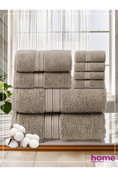 Donetella 8 Pcs Premium Towel Set – 100% Combed Cotton 600 GSM, Soft, Quick Dry & Absorbent for Bath & Gym.