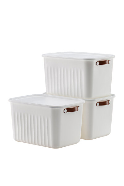 HOMİNG 3-Piece Multi-Purpose White Organizer Box with Lid 15 Lt