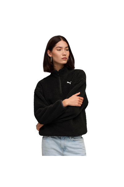 Puma Ess Elevated Half-Zip Crew Kadın Siyah Günlük Stil Sweatshirt 68811101