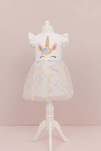 Micii Ștrumfi White Unicorn Dress