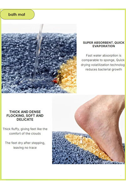 Generic Bathroom Rug Soft Foot Floor Mat Area Plush Carpet Washable Carpet Absorbent Non-Slip