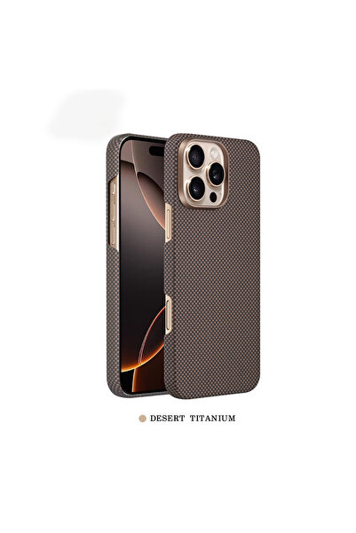 Boğazören غطاء آيفون كيفلار لآيفون 15 برو بلون الصحراء، غلاف تيتانيوم متوافق مع ماج سيف، حماية كاربو بلون الصحراء