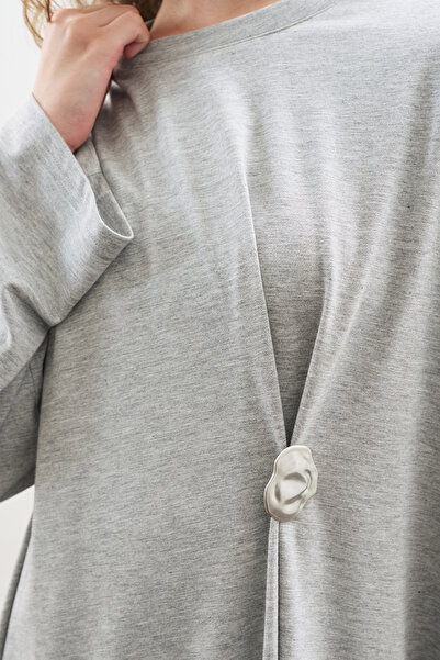 Manuka Knot Design Pants Suit Gray Melange