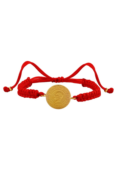 Gekas Kuyumculuk Yeni Çeyrek Altın Kırmızı Renkli İpli Bileklik