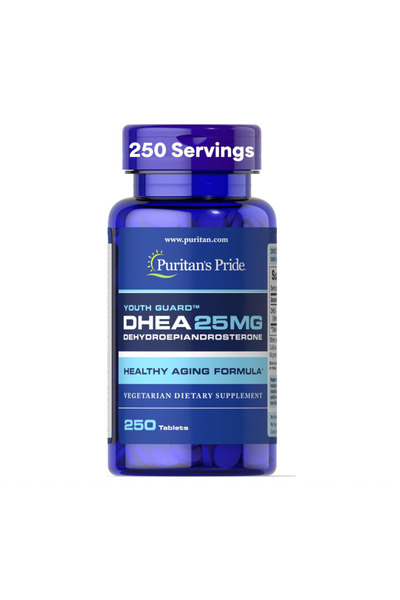 Puritan's Pride Youth Guard DHEA for Women and Men 25mg, for Healthy Aging, 250 Tablets