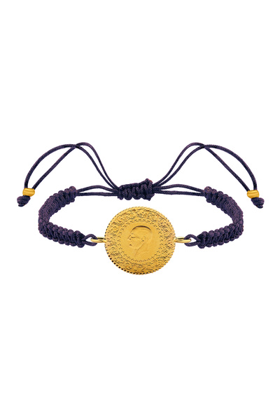 Gekas Kuyumculuk Yeni Çeyrek Altın Mor İpli Bileklik