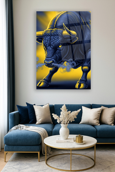 TAULART TABLO DE STICLA BOGA LACIVERT KIRILMAZ LUXOS TABLO SET CADOU