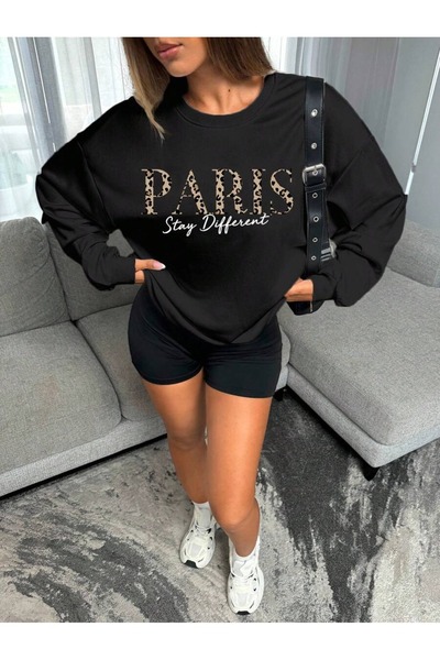 trendypassion Unisex Paris Stay Different Design Printed Crew Neck Sweatshirt