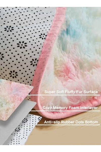 Generic Soft Fluffy Carpet Modern Area Rug Anti-Slip Floor Rug Mat High Pile Tie Dye Rug (Multi-Size)
