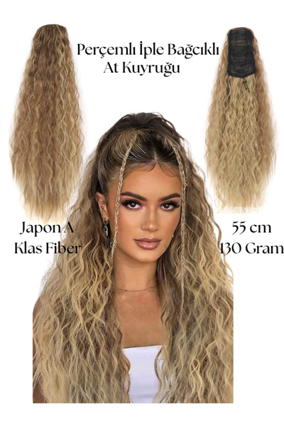 YARAT Afrika Stili Kızıl Küllü Sarı Karışımı Bağcıklı At Kuyruğu Peruk 56 Cm ...