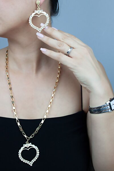 Liveyn Design Heart Figured Necklace Earring Set