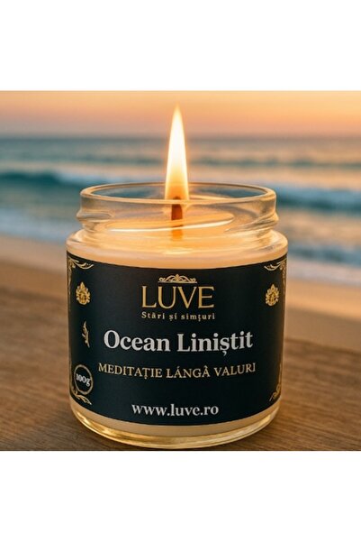 OEM LUVE Scented Candle 200g – Calm Ocean (Aqua Marine), Wooden Wick, Wax