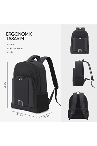 Mack حقيبة ظهر للكمبيوتر المحمول MCE-1201 مقاس 15.6 بوصة من LUNA Eco، حقيبة ظهر للكمبيوتر المحمول باللون الأسود