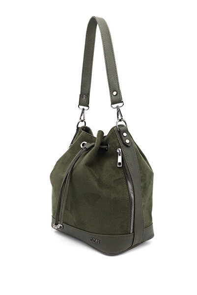 GÖNDERİ(R) Women's/girls' khaki suede ruched shoulder & backpack