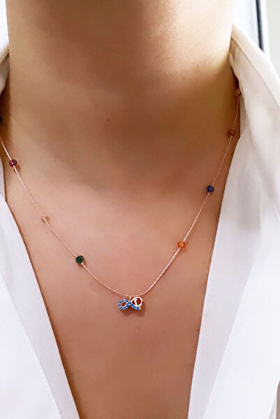 Liveyn Design قلادة ملونة مع شكل إنفينيتي حجر الزركون