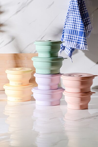 Le murano Mori Air-Tight Round Collapsible Silicone Storage Container 400 ml | Purple