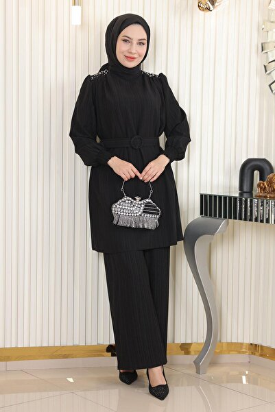 Modamihram Комплект с колан с камъни, черен MSW19104-1