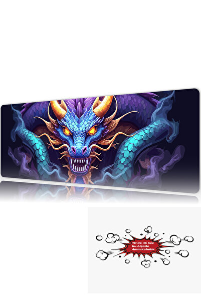 urzuva Azure Dragon 90x40 4MM Kalınlık Premium Gaming oyuncu mousepad, Anti S...